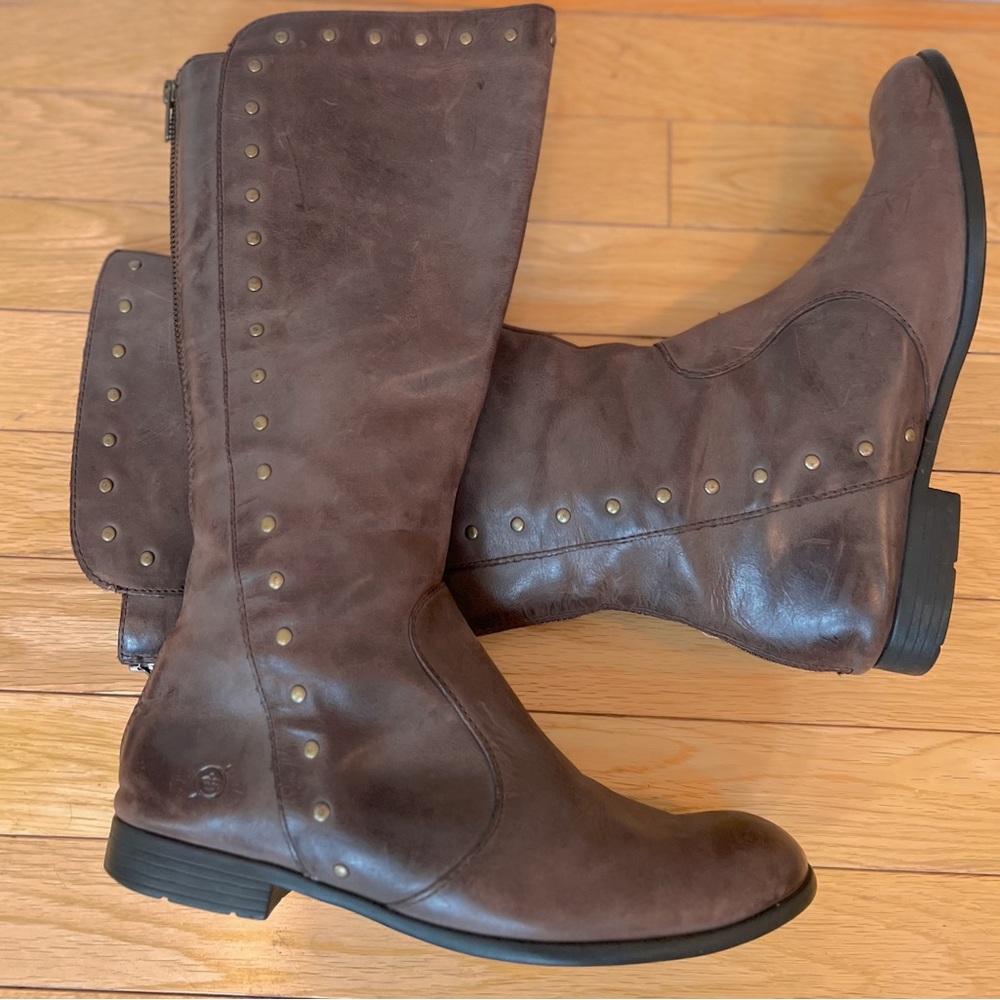 Born Mid-Calf Studded Leather Boots